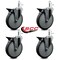 Service Caster 6'' Thermo Rubber Swivel 7/16'' Grip Ring Stem Caster Set with Brake, 4PK SCC-GR20S614-TPRB-PLB-716138-4 - alternate 3